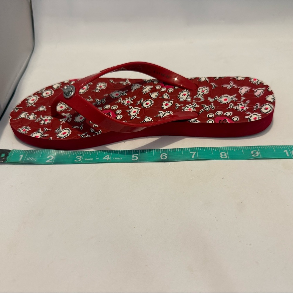 Coach Abbigail Red Floral Flip Flops sz 7-8 - Picture 11 of 11
